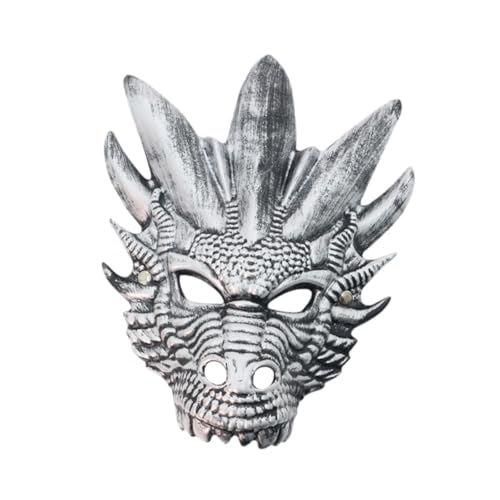 Harilla Dragon Cosplay Kostümzubehör gruselige Tiermaske zum Geburtstag Halloween, Silber von Harilla