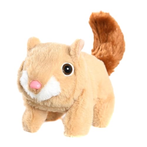 Harilla Elektrisches Plüschtier Eichhörnchen Kuscheltiere Realistisches weiches Plüschtier Elektronisches Haustierspielzeug für Geschenkbabys Partygeschenke, Beige von Harilla