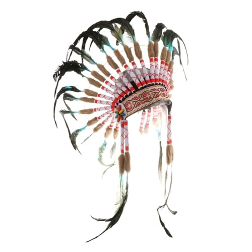 Harilla Feder-Kopfschmuck, amerikanischer Häuptling, Indianer-Ureinwohner-Hut, Kopfbedeckung, Damen und Mädchen, Kopfbedeckung, Stirnband für Festival, Party, Stil A von Harilla