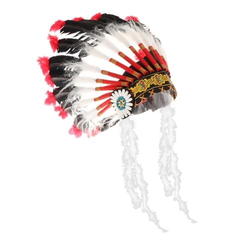 Harilla Feder-Kopfschmuck, amerikanischer Häuptling, Indianer-Ureinwohner-Hut, Kopfbedeckung, Damen und Mädchen, Kopfbedeckung, Stirnband für Festival, Party, Stil E von Harilla