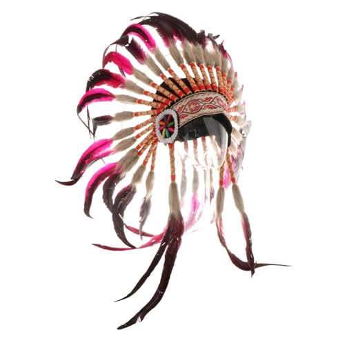 Harilla Feder-Kopfschmuck, amerikanischer Häuptling, Indianer-Ureinwohner-Hut, Kopfbedeckung, Damen und Mädchen, Kopfbedeckung, Stirnband für Festival, Party, Stil b von Harilla