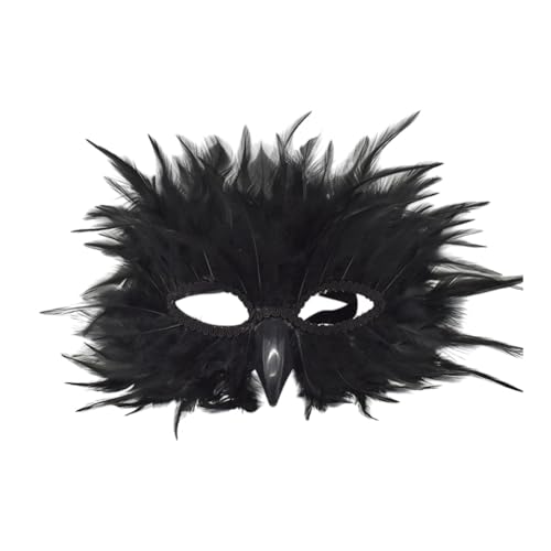 Harilla Federmaske Requisiten Kostümmaske für Bühne Performance -Kostüm -Kleid -Prom Frauen Männer Männer, Schwarz von Harilla