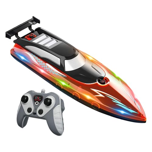 Harilla Ferngesteuertes Boot, 50 km/h, mit Licht, 30 Minuten, Wasserspielzeug für, Modell, RC-Boot für 6–12 Jahre alte und Erwachsene, Rot von Harilla