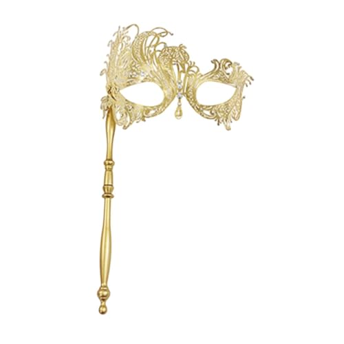 Harilla Frauen Maskerade Maske Kostümpropie, Metall, elegante Party Gesichtsmaske mit Holding Stick für Bühnenperformance -Show Cosplay, Gold Harilla Frauen Maskerade Maske Kostümpropie, Metall, elegante Party Gesichtsmaske mit Holding Stick für Bühnenperformance -Show Cosplay, Gold von Harilla