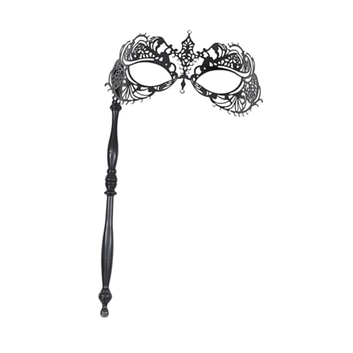 Harilla Frauen Maskerade Maske Kostümpropie, Metall, elegante Party Gesichtsmaske mit Holding Stick für Bühnenperformance -Show Cosplay, Schwarz von Harilla