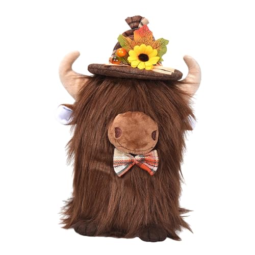 Harilla Gefüllte Tier Cow Puppe Fall Küche Ernte Thanksgiving Day Dekoration Plüschplüsch für Sofa Girls Jungen Kinder Schreibtisch, Kastanie von Harilla