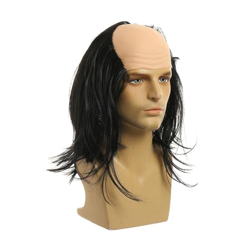 Harilla Glatze Perücke, Halloween, Cosplay, Kopfumfang 58–60 cm, Kostümparty-Perücke, Glatze, verrückte Wissenschaftler-Perücke für, schwarzes glattes Haar Harilla Glatze Perücke, Halloween, Cosplay, Kopfumfang 58–60 cm, Kostümparty-Perücke, Glatze, verrückte Wissenschaftler-Perücke für, schwarzes glattes Haar von Harilla