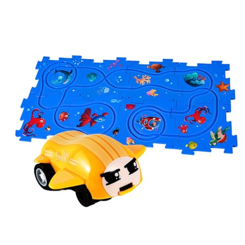 Harilla Gleis-Puzzlebretter, Spielzeug zum Bauen von Eisenbahnwaggons, Lernspielzeug, Puzzles Gleisspielset Straßenpuzzle für Kinder Jungen, 8 Rätsel Ozean von Harilla