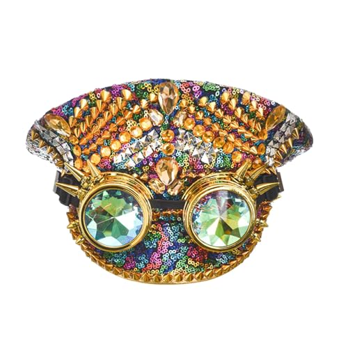 Harilla Gothic-Kappe, Partyhut, Damen-Dekoration, Punk-Kopfbedeckung mit Brille, Strass-Hut, Kopfbedeckung für Festival, Rave, Hochzeit, Urlaub, Strand Harilla Gothic-Kappe, Partyhut, Damen-Dekoration, Punk-Kopfbedeckung mit Brille, Strass-Hut, Kopfbedeckung für Festival, Rave, Hochzeit, Urlaub, Strand von Harilla