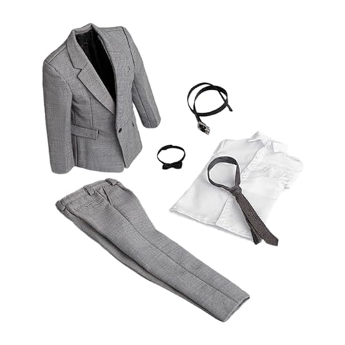 Harilla Graue Anzüge für Herren im Büro im Maßstab 1:6, formelle Outfits, handgefertigte, stilvolle Kleidung, Party-Bühnen-Requisiten für von Harilla