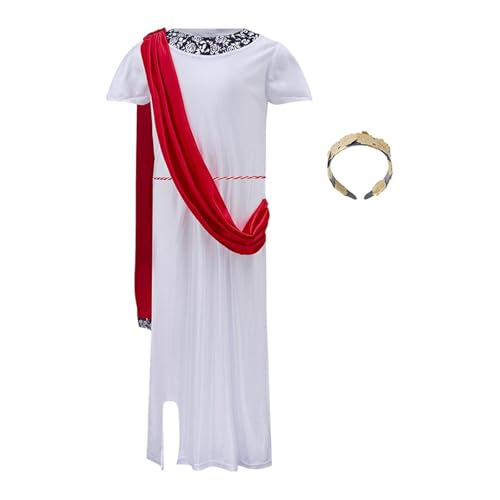 Harilla Griechisches Toga-Kostüm für Kinder, Leichter Halloween-Cosplay-Anzug für Feiertagskarneval, 130 cm Harilla Griechisches Toga-Kostüm für Kinder, Leichter Halloween-Cosplay-Anzug für Feiertagskarneval, 130 cm von Harilla