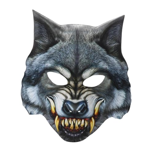 Harilla Gruselige Maske, Wolf, Cosplay-Requisiten, realistische Wolfskopfmaske, gruseliges Wolfskostüm für Halloween, Kostümparty, Rollenspielzubehör von Harilla