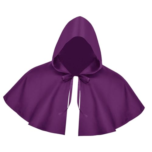 Harilla Halloween Umhang Cosplay Kurzen Umhang Zauberer Requisiten mit Kapuze Capelet, Lila von Harilla