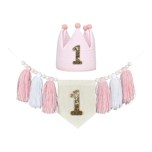 Harilla Hochstuhl-Banner und Kronenhut, Party-Dekoration zum 1. Geburtstag, Wanddekoration, Urlaubs-Foto-Requisiten mit Holzperlen-Quastengirlande, Style B Harilla Hochstuhl-Banner und Kronenhut, Party-Dekoration zum 1. Geburtstag, Wanddekoration, Urlaubs-Foto-Requisiten mit Holzperlen-Quastengirlande, Style B von Harilla