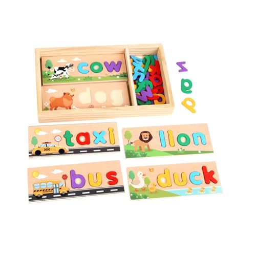 Harilla Hölzerne Zauberlernspielzeug Eltern Kind Phonics Spiel Hellfarbene Matchbriefbrief Rechtschreibung Spiel für Kinder Kindergarten Geschenke von Harilla