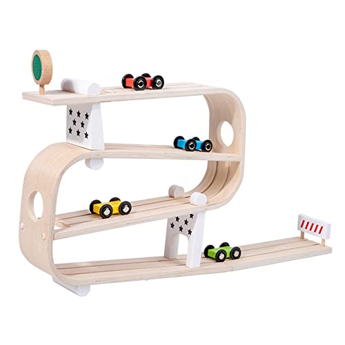 Harilla Hölzernes Rampen-Rennauto-Spielzeug-Unterhaltung Lernspielzeug 4-Schicht-Autos Spielset Track-Spielzeugauto für Zuhause, Wohnzimmer, Schlafzimmer, von Harilla
