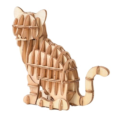 Harilla Holz 3D Katze Puzzle Puzzle Spielzeug Entwicklung Intelligenz entwickeln DIY Form Puzzle Montage Spiel Lernen Spielzeug Modell Handwerk von Harilla