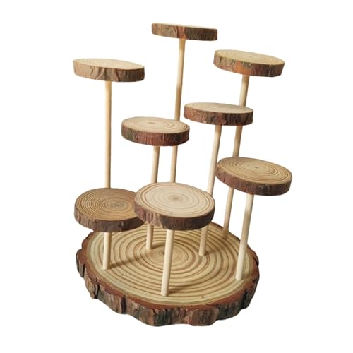 Harilla Holz Riser Display Ständer Parfüm Display Regale Multi -Level -Stand -Showcase -Aktionsfigur Anzeigeregal für Puppenzubehör, 8 Plattformen von Harilla