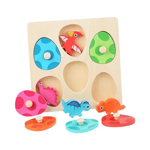 Harilla Holz-Steckpuzzle, Dinosaurier, Holzpuzzle, Dinosaurier-Spielzeug, zweilagiges Streichholz-Steckpuzzle, Spielzeug für Babys im Alter von 1, 2 bis 3 von Harilla