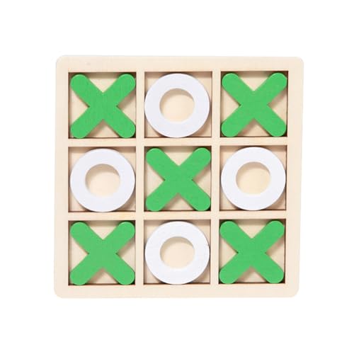 Harilla Holz Tic TAC Toe Brettspiel XO Tischspielzeug Unterhaltung Klassisches Familienspiel für Erwachsene und Familie Traditionelles Lernspielzeug, Grün Weiß von Harilla