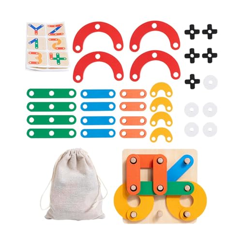 Harilla Holz-Tic-TAC-Toe-Puzzle-Brettspiel, pädagogisch für Jungen und Mädchen, frühes Lernen, Unterhaltung, geometrische Blöcke, Farberkennung von Harilla