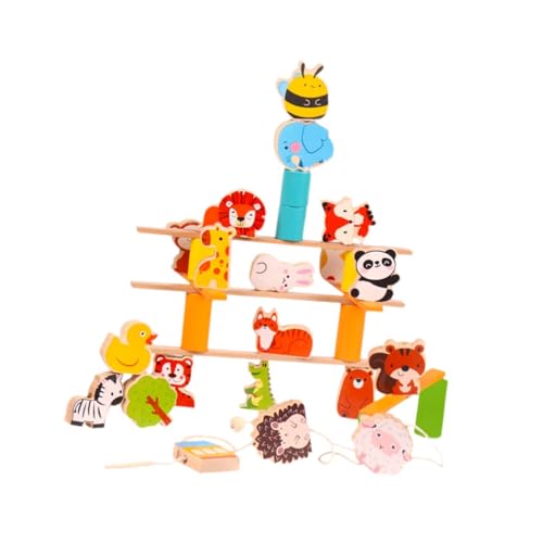 Harilla Holz-Tier-Stapelblöcke, Schnürperlen, Vorschul-Lernaktivitäten, Montessori-Spielzeug, pädagogisch, für Jungen und Mädchen im Alter von 3–6 Jahren von Harilla