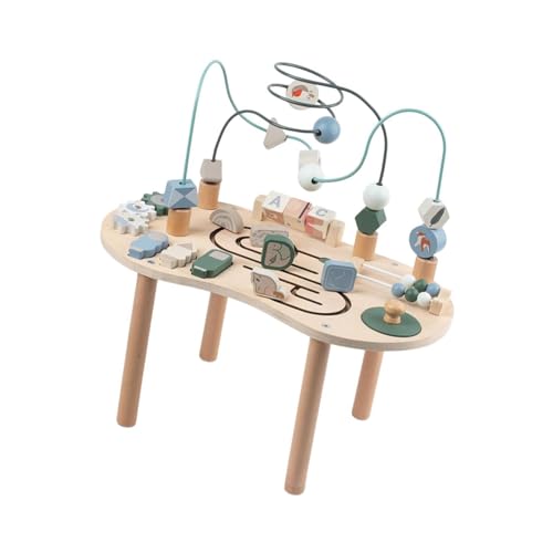 Harilla Holzaktivitätstisch Sensorische Spielzeugform Sorter -Spielzeug, rotierender Block, Aktivitätszentrum mit Perlenlabyrinth -Kleinkindern Jungen Jungen von Harilla