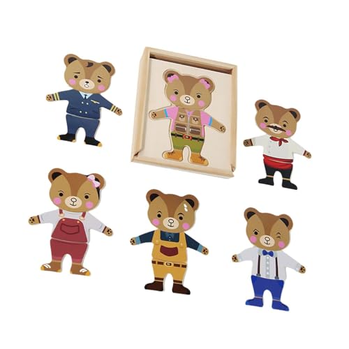 Harilla Holzbär-Ankleide-Puzzle-Set, Wechselkleidungsspiele, tragbar, mit Aufbewahrungsbox, Montessori-Spielzeug für Mädchen und Jungen, Geburtstagsgeschenke Harilla Holzbär-Ankleide-Puzzle-Set, Wechselkleidungsspiele, tragbar, mit Aufbewahrungsbox, Montessori-Spielzeug für Mädchen und Jungen, Geburtstagsgeschenke von Harilla