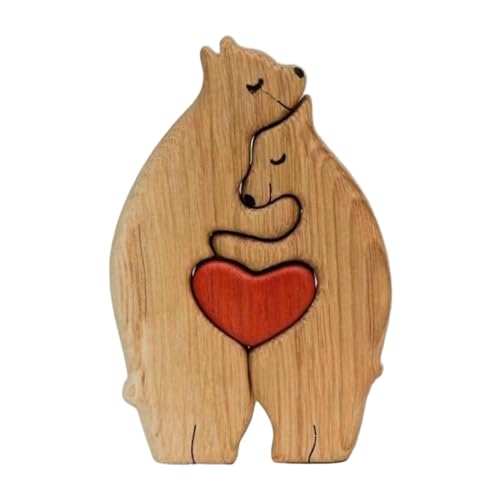 Harilla Holzbär-Kunstpuzzle, Holzdekoration, Lernspielzeug, Holzskulptur als Geschenk für Einweihungsgeburtstage der Familie, 2 Bären von Harilla