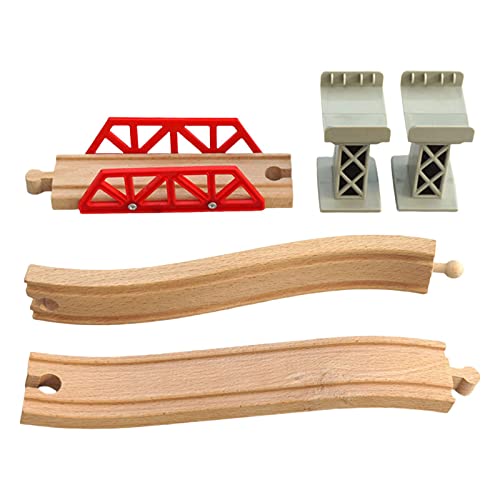 Harilla Holzeisenbahnen Zug Spielzeug Zubehör Eisenbahnbrücke Klassische Spielzeugeisenbahnschienen für Kinder, Option 2 von Harilla