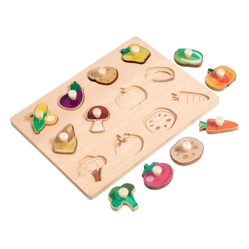 Harilla Holzformen-Puzzle, Feinmotorik, pädagogisches Montessori-Spielzeug, Hand-Auge-Koordination, für Jungen, Mädchen, Kinder, Partygeschenke, Gemüse von Harilla