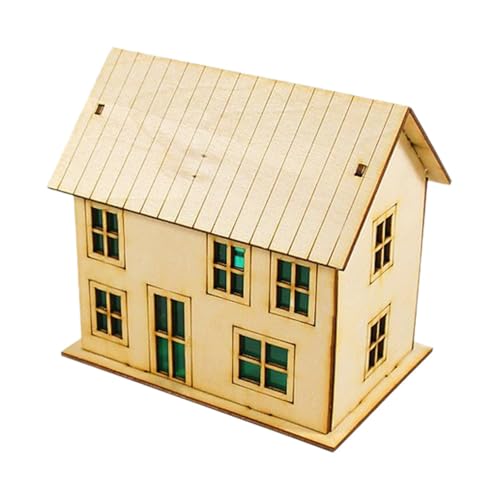 Harilla Holzhausmodell im Maßstab 1:72, Mini-3D-Zubehör, einzigartiges Ornament, Architekturszene, Gebäudemodell für Sandtisch, Style B von Harilla きん