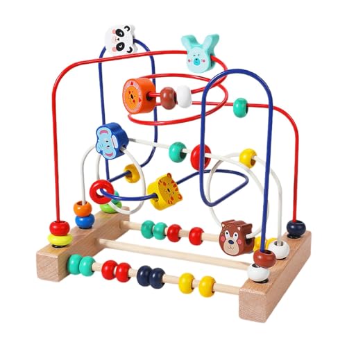 Harilla Holzperlen-Labyrinth-Spielzeug, pädagogisches Kreisspielzeug aus Holz, Aktivitätsspiel, Neujahrsgeschenk, Perlen-Rollspielzeug, Montessori-Spielzeug, 22.5x22.5x15cm B von Harilla