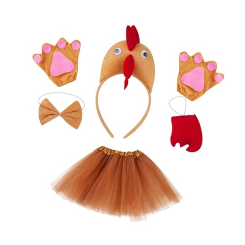 Harilla Huhn Tier Kostüm 5 Teile/Satz Ostern für Urlaub Cosplay Halloween Party Mädchen, Braun von Harilla