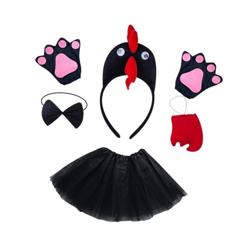 Harilla Huhn Tier Kostüm 5 Teile/Satz Ostern für Urlaub Cosplay Halloween Party Mädchen, Schwarz von Harilla