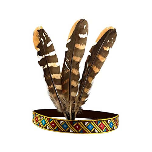 Harilla Indian Headpiece Feather Headband Costume Bohemian Hair Band American Headpiece for Performance, Erwachsene 55cm von Harilla