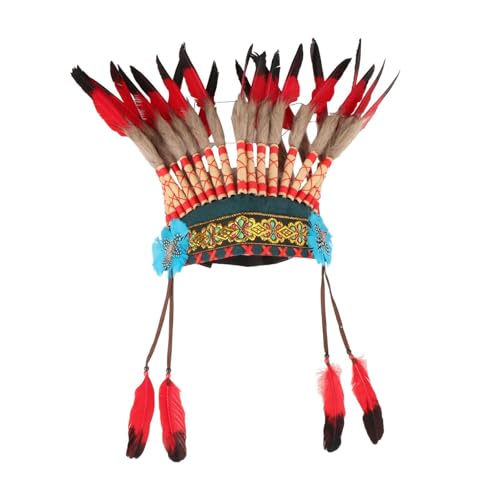 Harilla Indianer Kopfbedeckung Indianerkostüm Amerikanischer Häuptling Indianerhut für Maskerade Karneval, Stil A von Harilla