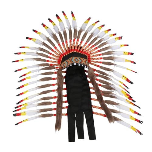 Harilla Indianer Kopfbedeckung Indianerkostüm Amerikanischer Häuptling Indianerhut für Maskerade Karneval, Stil B von Harilla