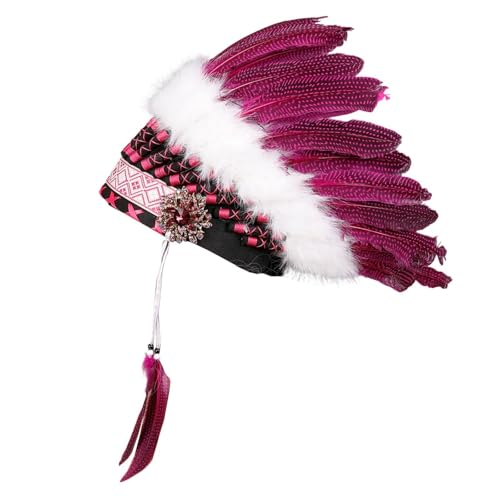 Harilla Indianer Kopfschmuck für Shows, Masken, Foto-Requisiten, Kostümzubehör, Rose Rot Harilla Indianer Kopfschmuck für Shows, Masken, Foto-Requisiten, Kostümzubehör, Rose Rot von Harilla