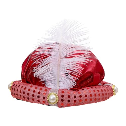 Harilla Indische Sultan-Turban-Hüte, Kopftuch, arabische Kopfbedeckung, Kopftuch, Sultan-Prinzen-Hut für Erwachsene, Mottoparty, Bühnenshow, Karneval, Rot von Harilla