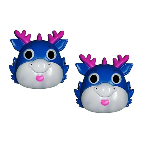 Harilla Kinder-Cartoon-Maske mit chinesischem Drachen, Halloween-Maske, 20 x 20 cm, Gesichtsbedeckung für Frühlingsfest, für Party-Dekorationen, Blau von Harilla