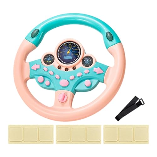 Harilla Kinder-Lenkrad-Spielzeug, Kinder-Fahrer-Auto-Spiel, Sound-Spielzeug, Geschenk, Antriebsrad für Reisen, Hand-Augen-Koordination, Rosa von Harilla