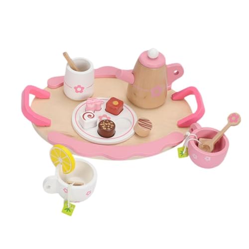 Harilla Kleinkinder Tee -Set Holztee -Set Simulation mit Teapots Cups Nachmittagstee -Spielset Kitchen -Lebensmittelzubehör für Kleinkinder von Harilla