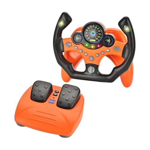 Harilla Lenkrad-Set für Kinder, Fahrspielset mit Pedal, multifunktionales Musik-Licht-Spielzeug, interaktives Spielzeug für Rollenspiele im Innen- und, Orange Harilla Lenkrad-Set für Kinder, Fahrspielset mit Pedal, multifunktionales Musik-Licht-Spielzeug, interaktives Spielzeug für Rollenspiele im Innen- und, Orange von Harilla