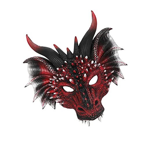 Harilla Luxus Drachenkopfbedeckung Tierform Fotorequisite Zubehör Maskerade Gesichtsmaske für Halloween, Bühnenauftritte, Rollenspiele, Festivals von Harilla