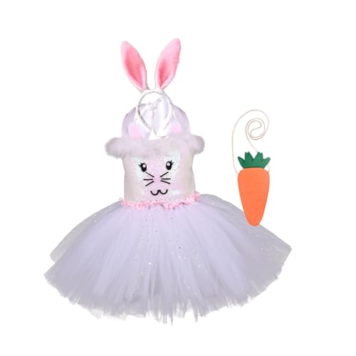 Harilla Mädchen Ostern Kaninchen Kostüm Tutu Set Tier Outfit Cosplay Requisiten Kopfbedeckung für Maskerade Bühnenshow Abschlussball Geburtstage, 130cm von Harilla
