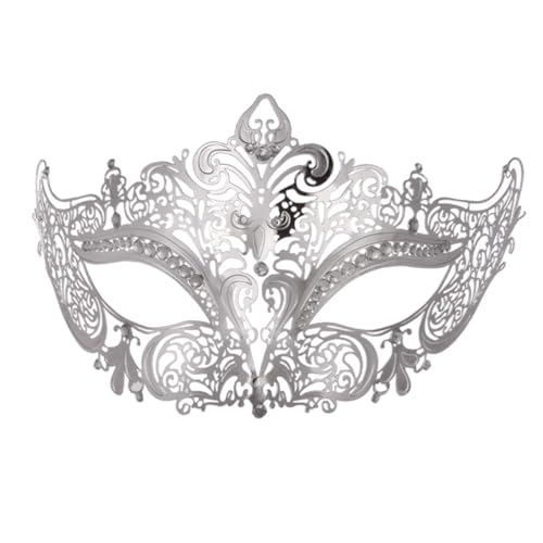 Harilla Maskerade-Maske Cosplay mit elastischem Riemen, halbe Gesichtsmaske, Kostümzubehör für Club-Kostüme, Karneval, Weihnachten, Feiertage, Silber von Harilla