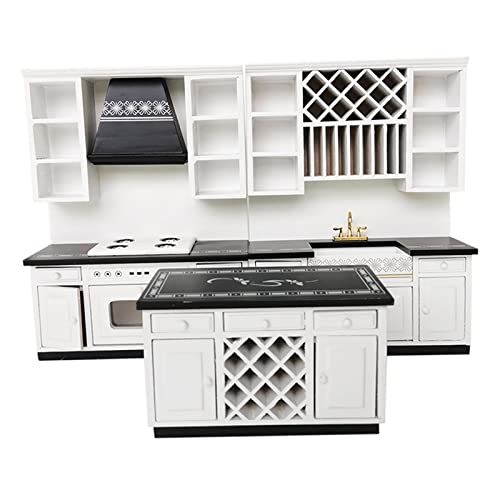 Harilla Maßstab 1/12 Puppenhaus Möbel Holz Küche Herd Spüle Schrank Schrank Set Zubehör Harilla Maßstab 1/12 Puppenhaus Möbel Holz Küche Herd Spüle Schrank Schrank Set Zubehör von Harilla