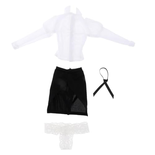 Harilla Maßstab 1:6 Figur Kleidung Kostüm Wickelrock Langarmshirt Outfit Kostüm Ganzanzug Uniform für 12'' Weibliche Puppenkleidung, Schwarz von Harilla