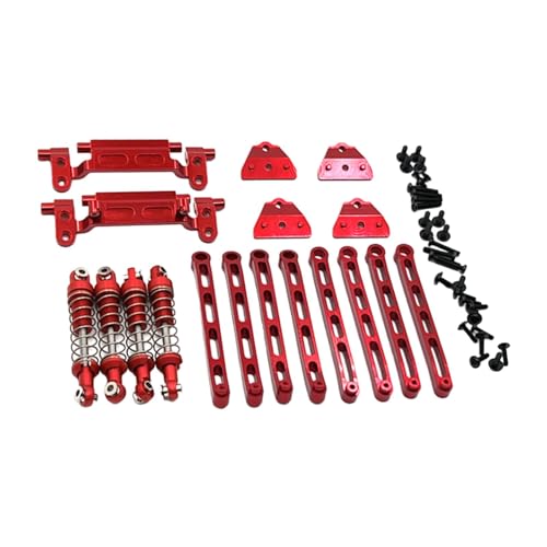 Harilla Metall-Upgrade-Kits für RC-Autos im Maßstab 1/12, Spurstangenbasis vorne und hinten, Spurstangen für MN78 Trucks Crawler RC-Auto, Rot von Harilla